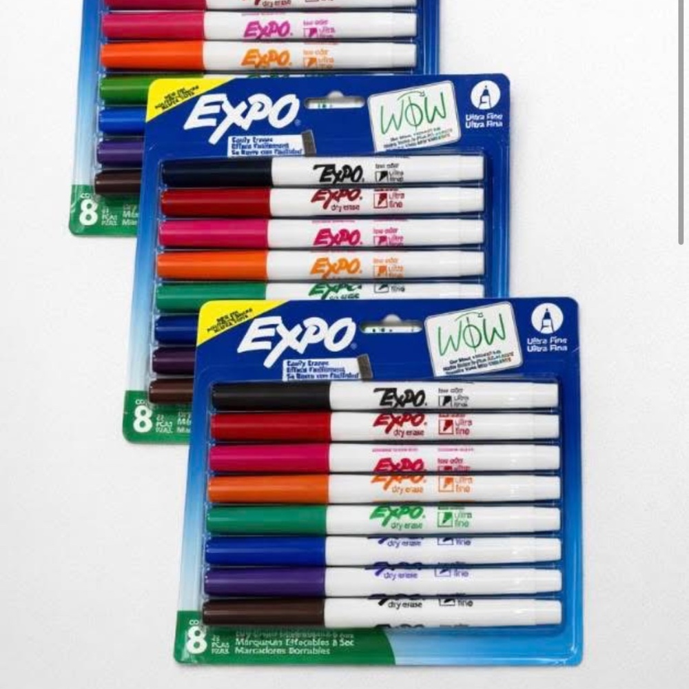 3 packages of Expo Dry Erase Markers 8 count.